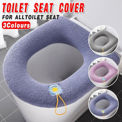 Soft Toilet Seat Bathroom Washable Warmer Cushion Mat Cover Pad Hook New Lid Au - Blue - Mekamart Australia