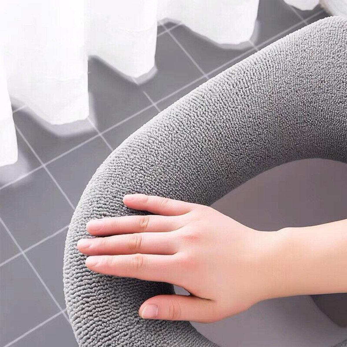 Soft Toilet Seat Bathroom Washable Warmer Cushion Mat Cover Pad Hook New Lid Au - Blue - Mekamart Australia
