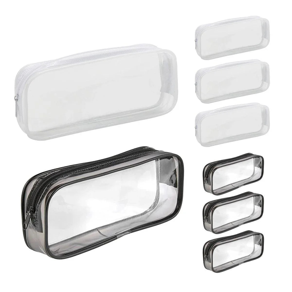 8PCS Waterproof Transparent Zipper Pencil Case Cosmetic Stationery Organizer Bag - Mekamart Australia
