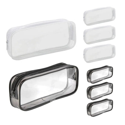8PCS Waterproof Transparent Zipper Pencil Case Cosmetic Stationery Organizer Bag - Mekamart Australia