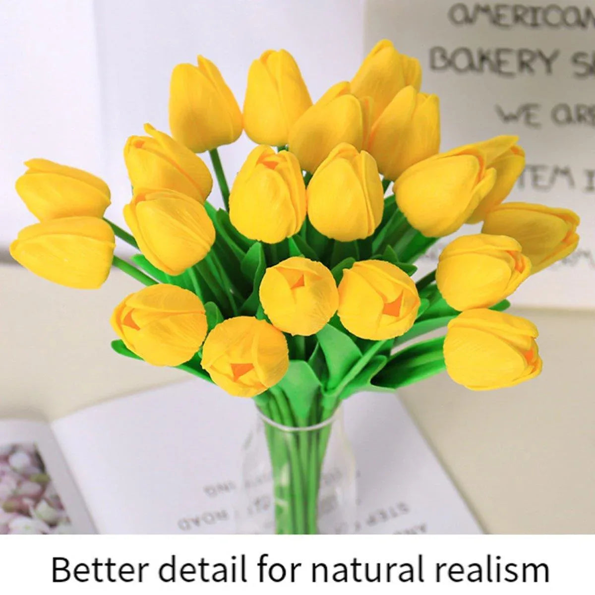 20PCS Real Touch Artificial Tulip Bouquet Fake Flowers for Home Wedding Decor - White - Mekamart Australia