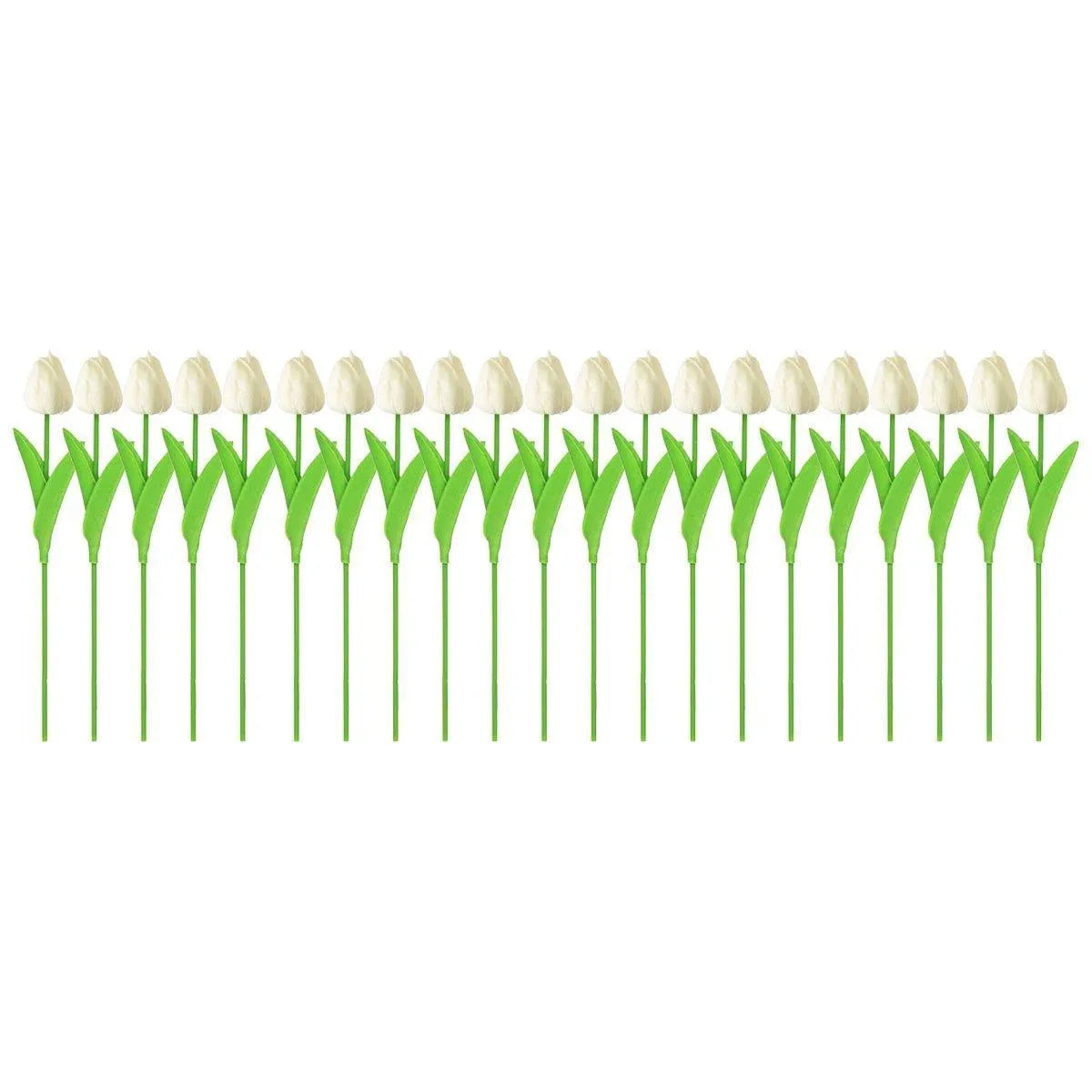 20PCS Real Touch Artificial Tulip Bouquet Fake Flowers for Home Wedding Decor - White - Mekamart Australia