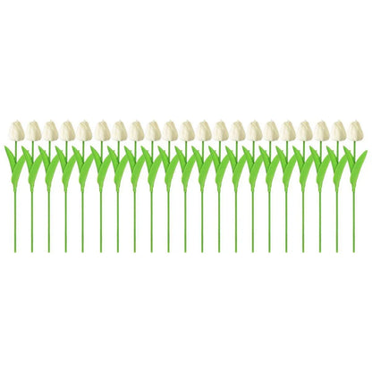 20PCS Real Touch Artificial Tulip Bouquet Fake Flowers for Home Wedding Decor - White - Mekamart Australia