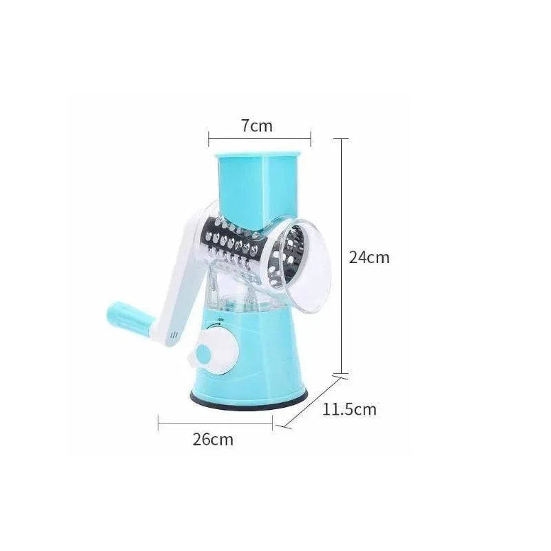Kitchen Vegetable Fruit Slicer Cutter Shredder Food Manual Rotary Grater Chopper - Blue - Mekamart Australia
