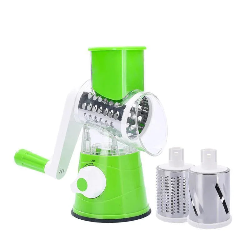 Kitchen Vegetable Fruit Slicer Cutter Shredder Food Manual Rotary Grater Chopper - Blue - Mekamart Australia