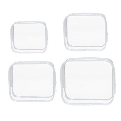4pcs Durable PVC Cosmetic Bags Easy to Clean Multiple Sizes and Colours 9 Shades - 4pcs-Black - Mekamart Australia