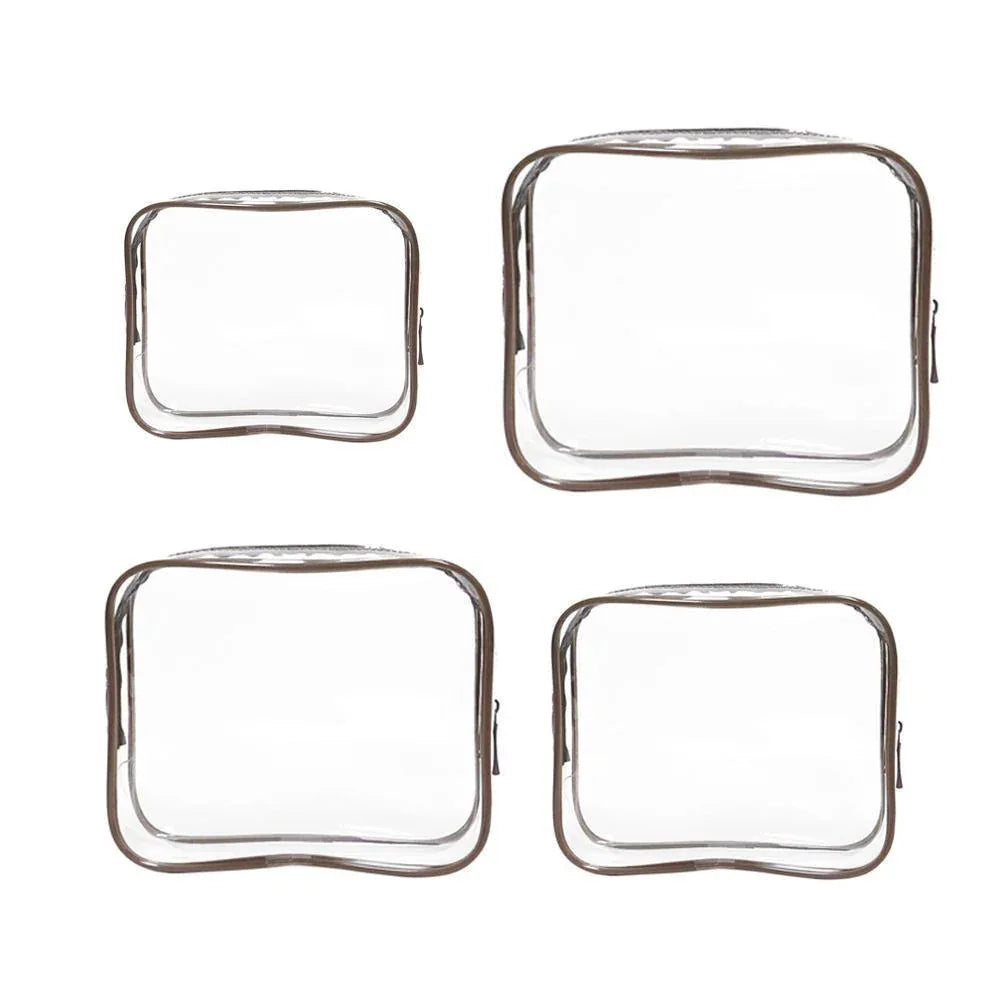 4pcs Durable PVC Cosmetic Bags Easy to Clean Multiple Sizes and Colours 9 Shades - 4pcs-Black - Mekamart Australia