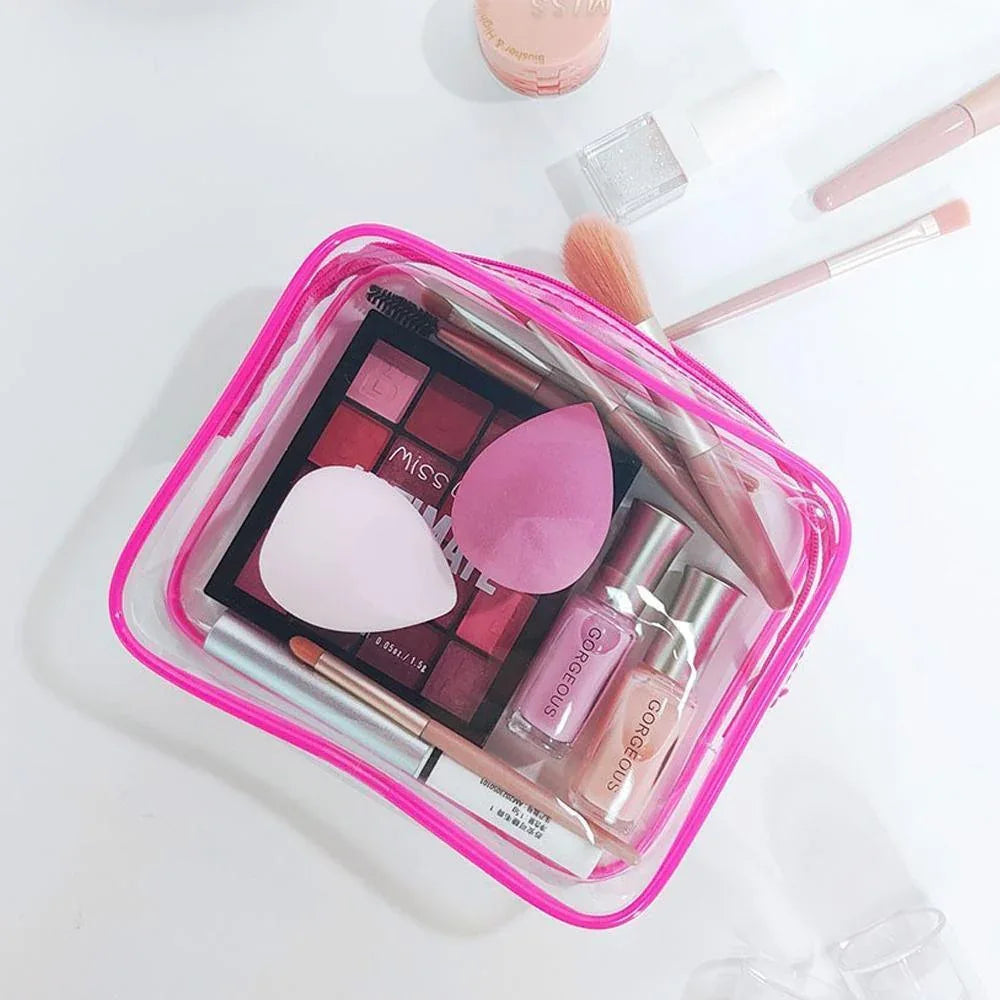 4pcs Durable PVC Cosmetic Bags Easy to Clean Multiple Sizes and Colours 9 Shades - 4pcs-Blue - Mekamart Australia