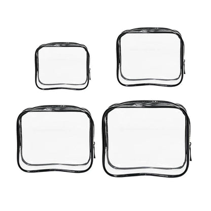 4pcs Durable PVC Cosmetic Bags Easy to Clean Multiple Sizes and Colours 9 Shades - 4pcs-Blue - Mekamart Australia