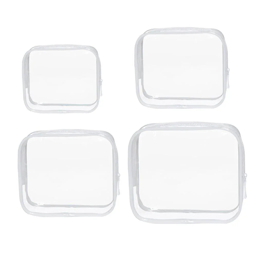 4pcs Durable PVC Cosmetic Bags Easy to Clean Multiple Sizes and Colours 9 Shades - 4pcs-Coffee - Mekamart Australia