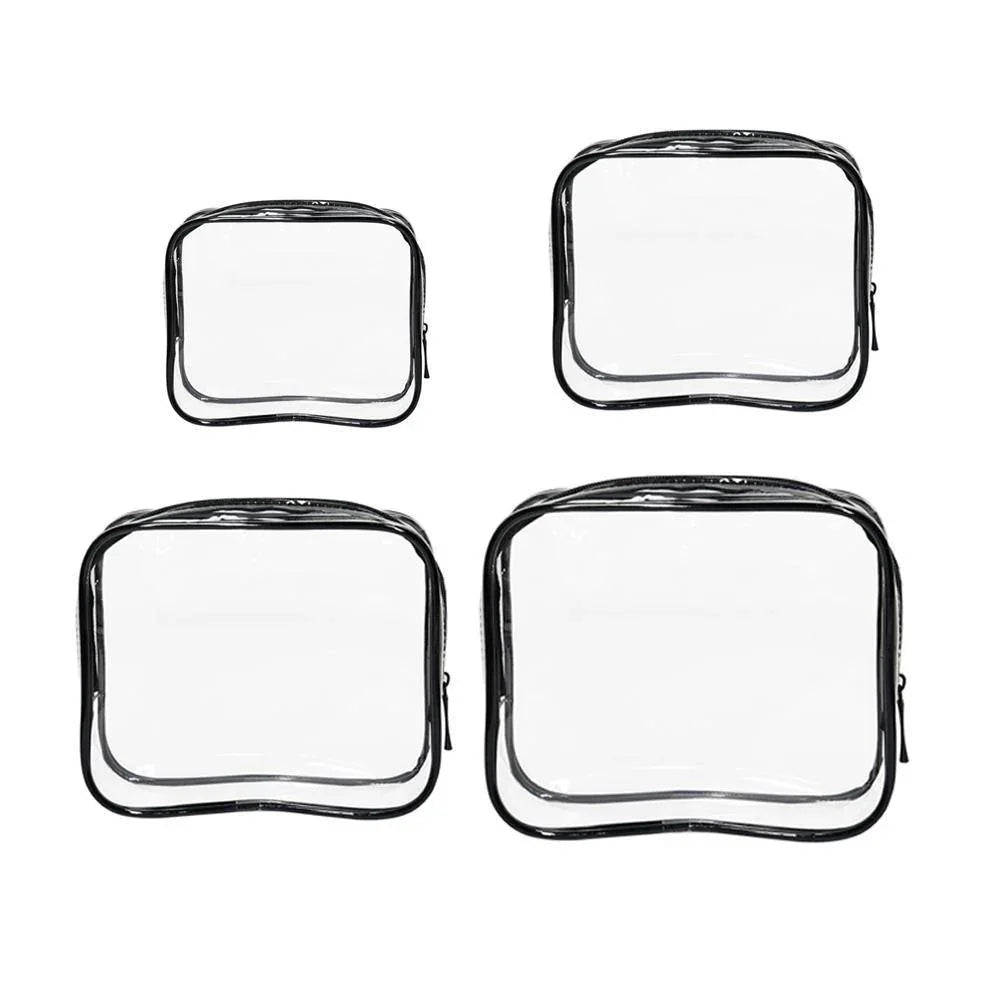 4pcs Durable PVC Cosmetic Bags Easy to Clean Multiple Sizes and Colours 9 Shades - 4pcs-Coffee - Mekamart Australia