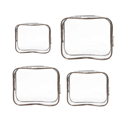4pcs Durable PVC Cosmetic Bags Easy to Clean Multiple Sizes and Colours 9 Shades - 4pcs-Peach-Powder - Mekamart Australia