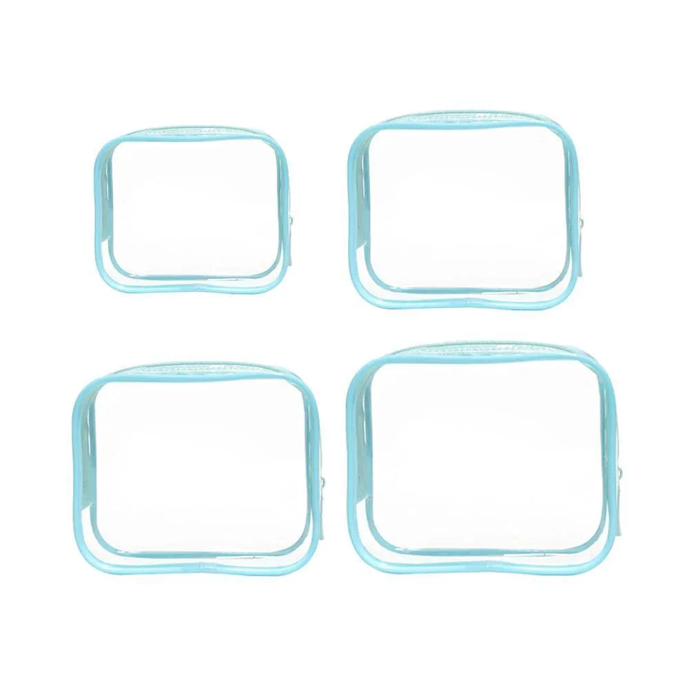 4pcs Durable PVC Cosmetic Bags Easy to Clean Multiple Sizes and Colours 9 Shades - 4pcs-Peach-Powder - Mekamart Australia