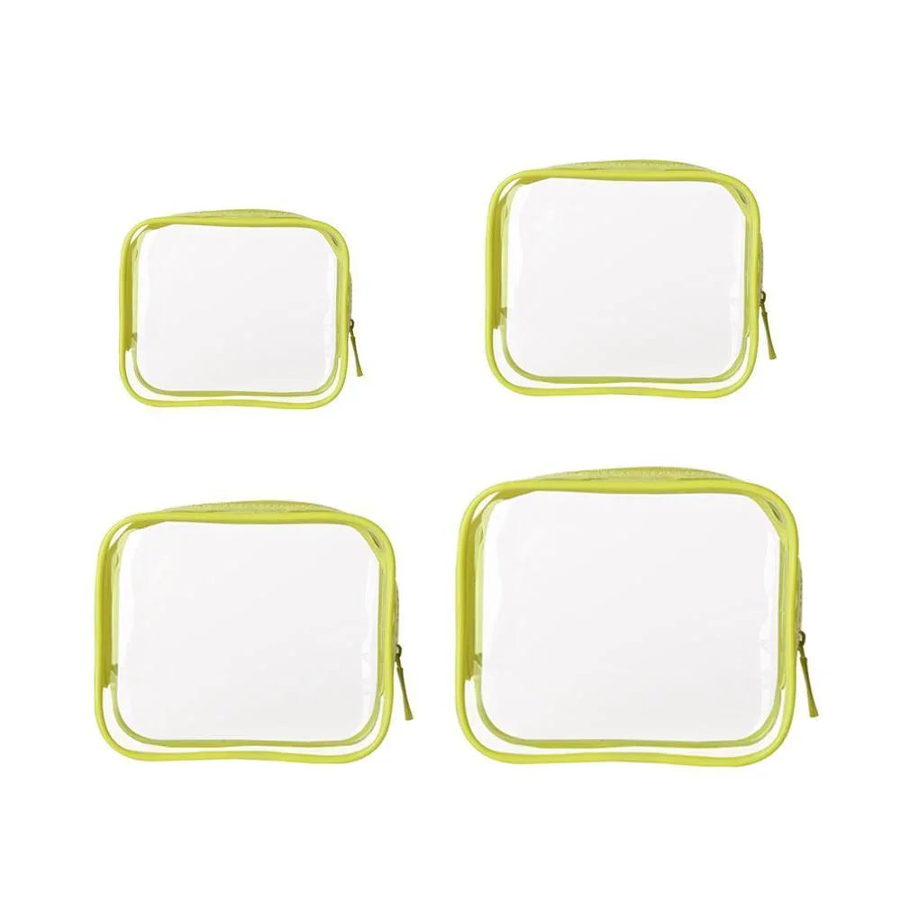 4pcs Durable PVC Cosmetic Bags Easy to Clean Multiple Sizes and Colours 9 Shades - 4pcs-Peach-Powder - Mekamart Australia