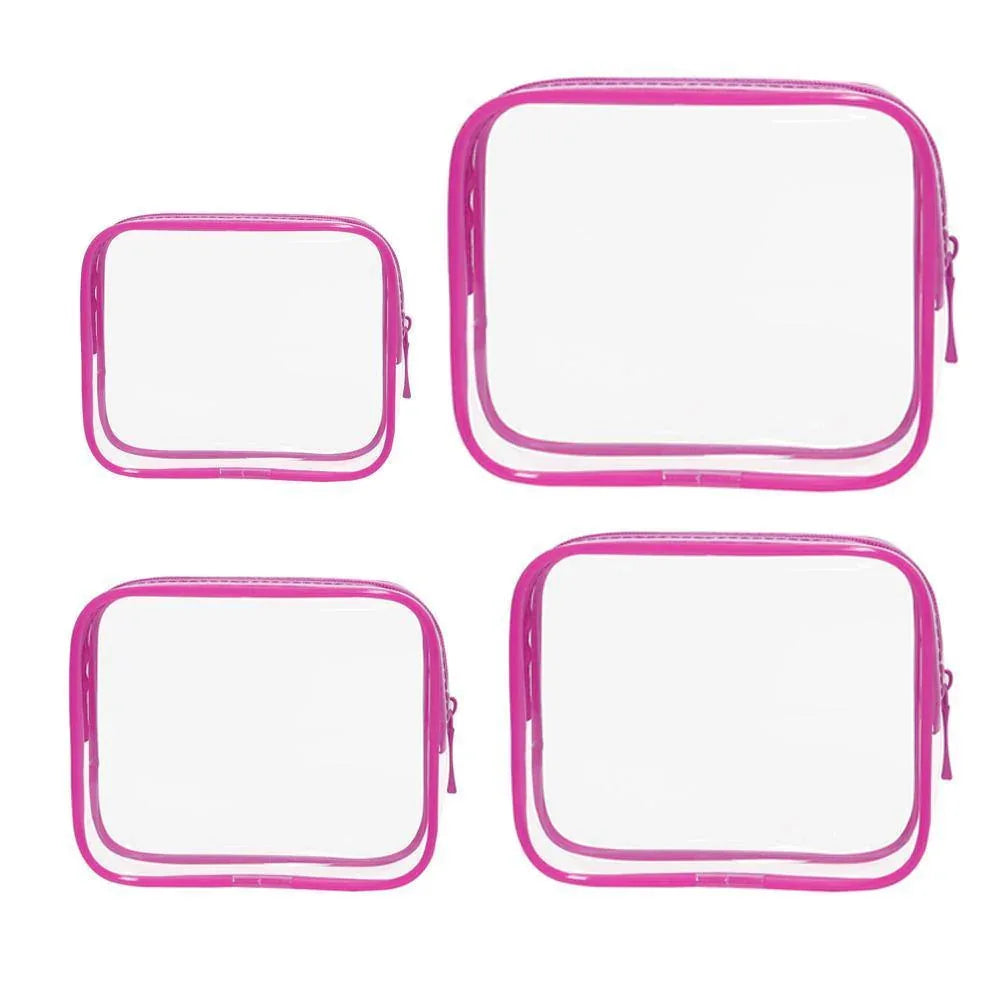 4pcs Durable PVC Cosmetic Bags Easy to Clean Multiple Sizes and Colours 9 Shades - 4pcs-Peach-Powder - Mekamart Australia