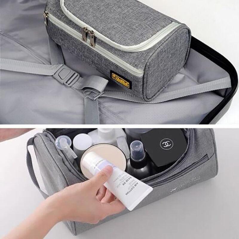 Large Capacity Men Travel Toiletry Kit Wash Bag Waterproof Cosmetic Bags Holder - Brick Red - Mekamart Australia