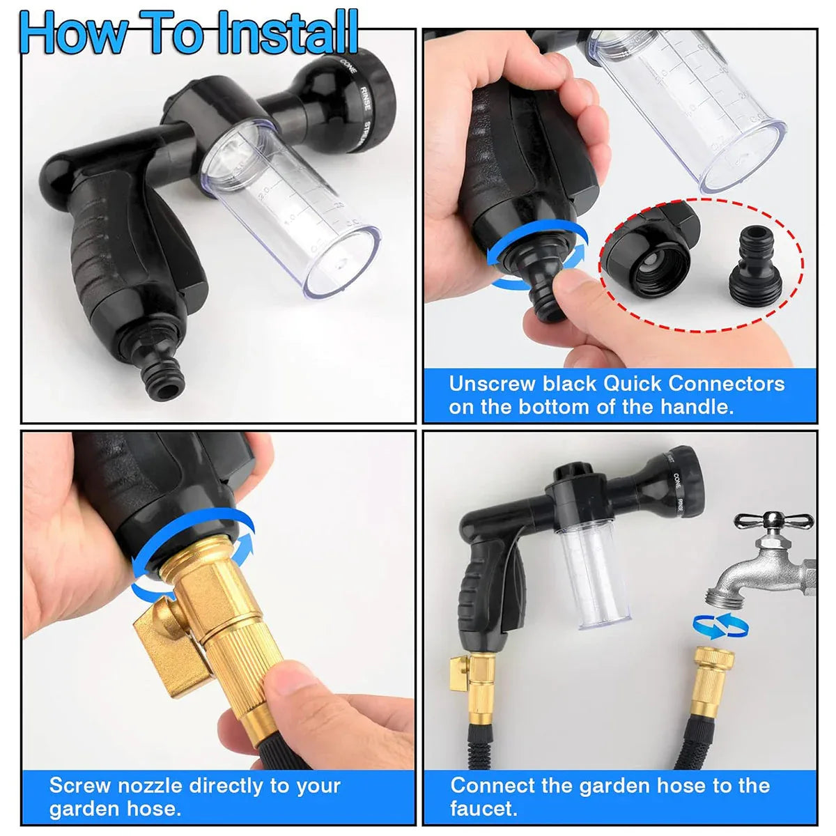 Washing Nozzle Plant Pet Hose 8-Mode Garden Car Water Foam Sprayer Soap Dispenser - Green - Mekamart Australia