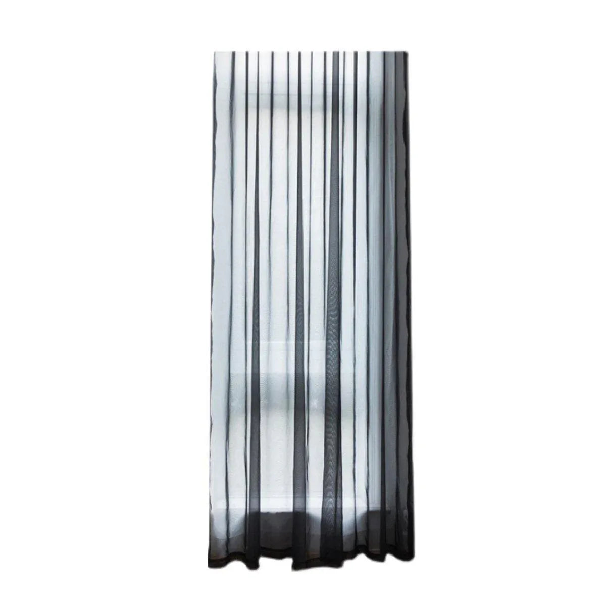 Sheer Voile Curtains Rod Pocket Window Panel for Bedroom 140cm x 230cm Drapes - Black - Mekamart Australia