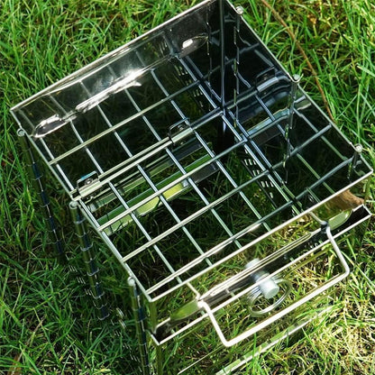 Square Wood Stove Mini Folding Grill Outdoor Camping Portable BBQ Cooking Rack - Mekamart Australia