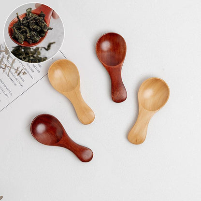 5PCS Mini Wooden Spoons Natural Wood Spice Condiment Dessert Scoops - Beige - Mekamart Australia