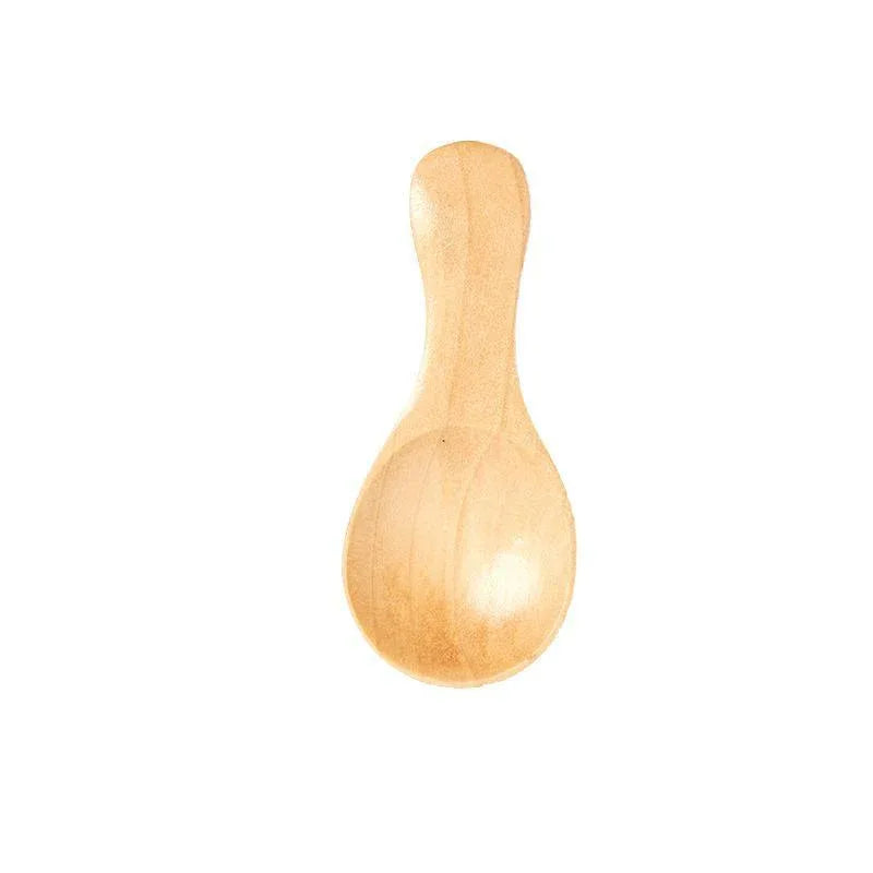 5PCS Mini Wooden Spoons Natural Wood Spice Condiment Dessert Scoops - Beige - Mekamart Australia