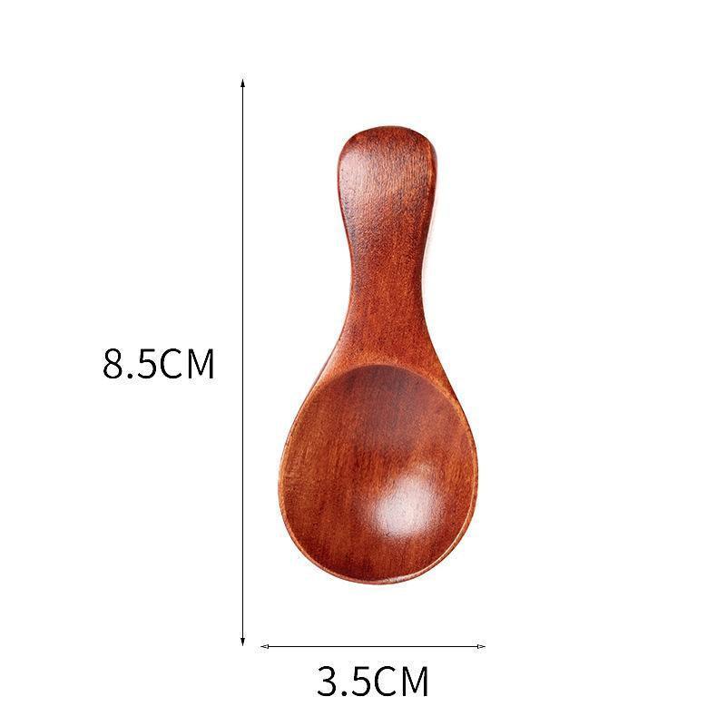 5PCS Mini Wooden Spoons Natural Wood Spice Condiment Dessert Scoops - Red - Mekamart Australia