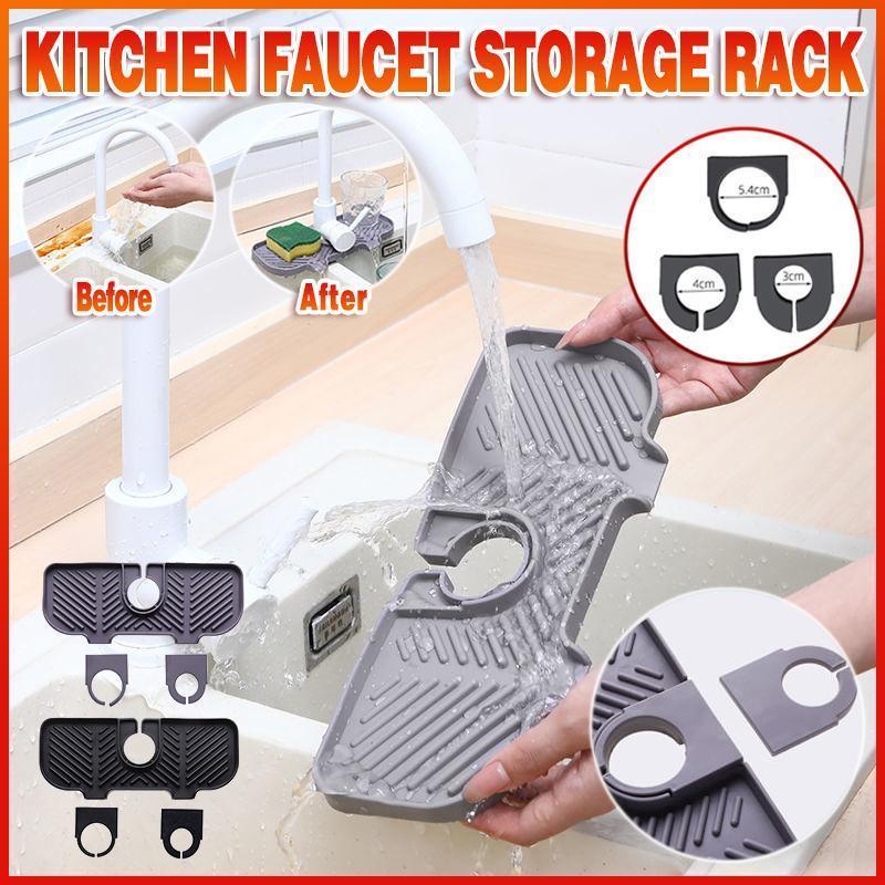 Kitchen Faucet Storage Rack Holder Soap Sponges Caddy Organizer Sink Basket Rack - Grey - Mekamart Australia