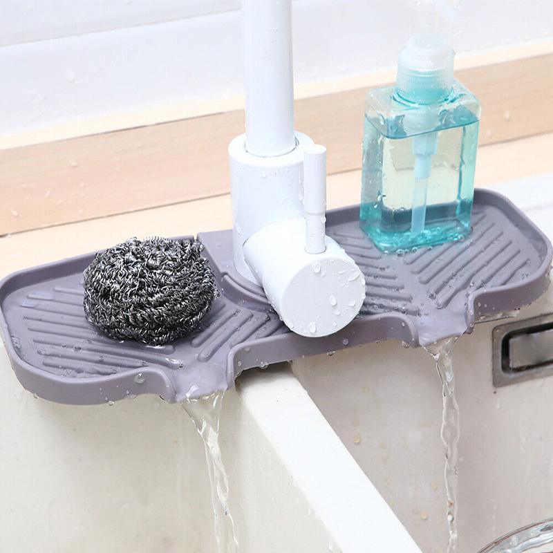 Kitchen Faucet Storage Rack Holder Soap Sponges Caddy Organizer Sink Basket Rack - Grey - Mekamart Australia