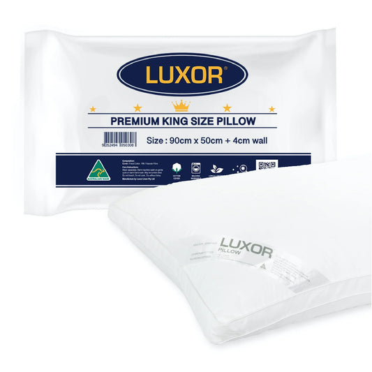 Luxor Australian Made Hotel King Size Pillow with 4cm Wall Single Pack - Mekamart Australia
