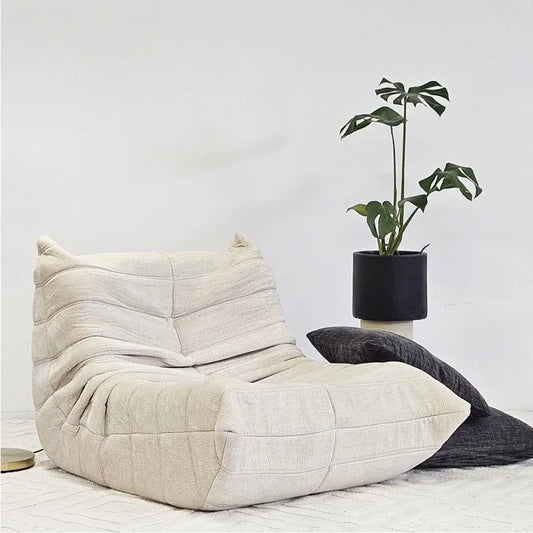 Vacuum-Packed, Comfy Mid Century Togo Lounge Sofa Modern Backrest White Corduroy Armless Retro Decorative Cozy Seat for Indoor - Mekamart Australia
