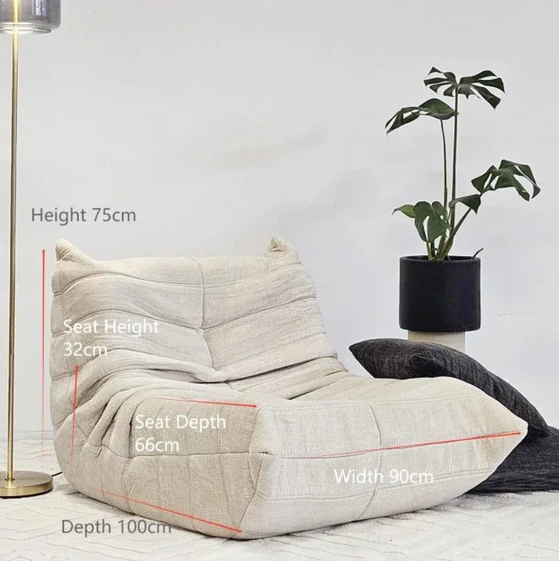 Vacuum-Packed, Comfy Mid Century Togo Lounge Sofa Modern Backrest White Corduroy Armless Retro Decorative Cozy Seat for Indoor - Mekamart Australia
