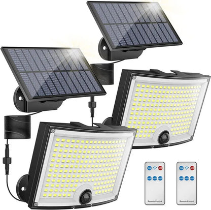 KagoLing Solar Lights Outdoor 202 LED Motion Sensor Lights IP65 Waterproof 120 Degree Beam Angle Solar Garden Lights 2 Pack with 5M Cable - Mekamart Australia