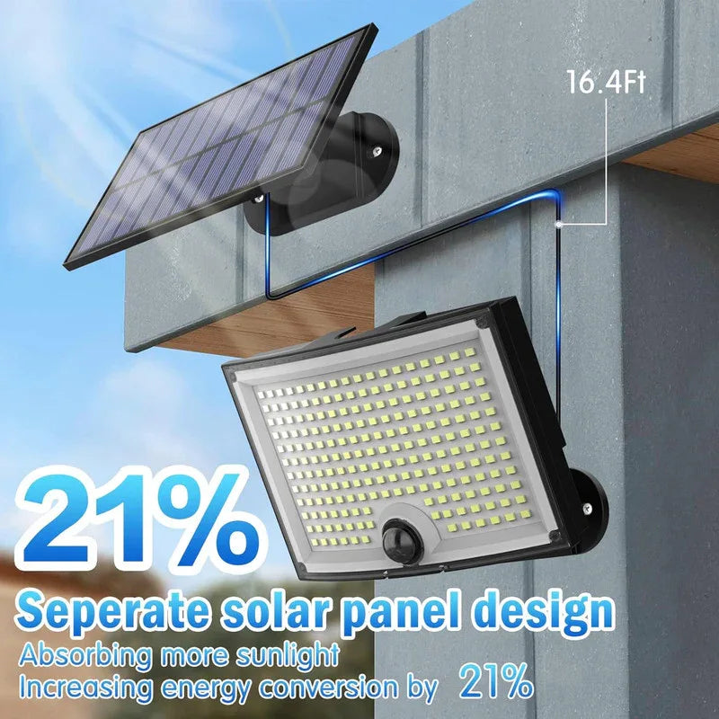 KagoLing Solar Lights Outdoor 202 LED Motion Sensor Lights IP65 Waterproof 120 Degree Beam Angle Solar Garden Lights 2 Pack with 5M Cable - Mekamart Australia