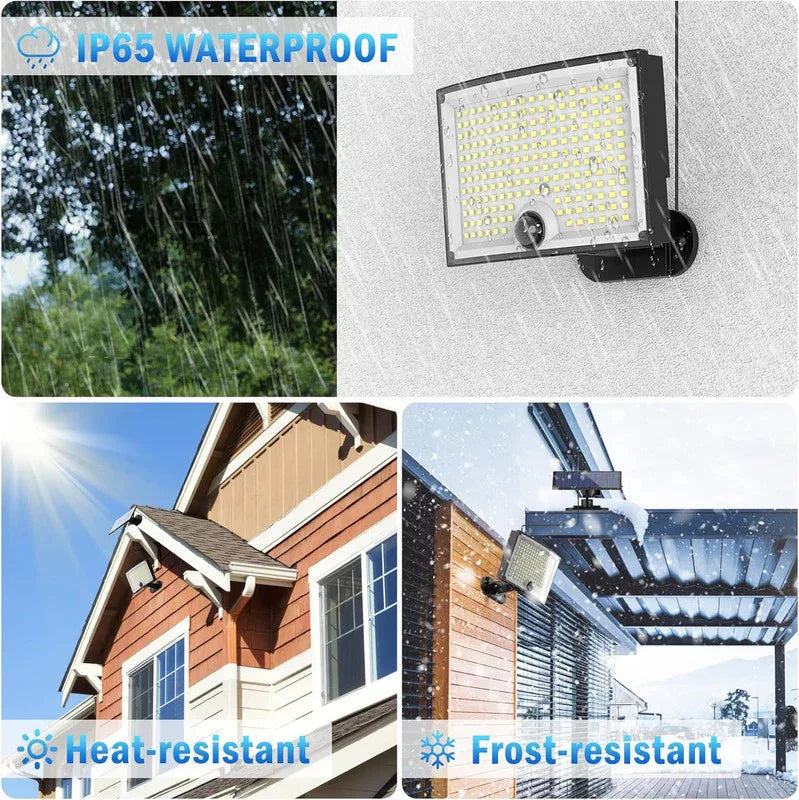 KagoLing Solar Lights Outdoor 202 LED Motion Sensor Lights IP65 Waterproof 120 Degree Beam Angle Solar Garden Lights 2 Pack with 5M Cable - Mekamart Australia