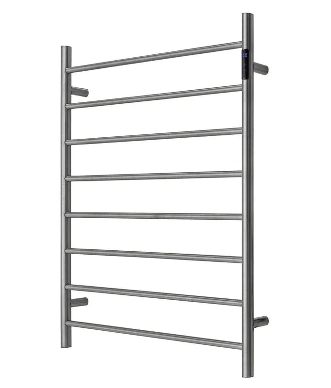 Premium Gunmetal Heated Towel Rack with LED control - 8 Bars, Round Design, AU Standard, 1000x850mm Wide - Mekamart Australia