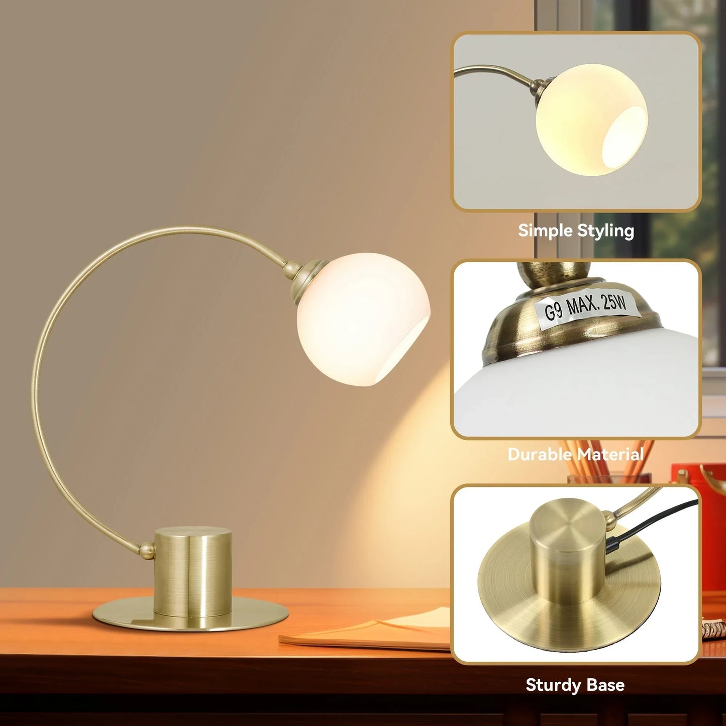 Penelope Touch Table Lamp - Antique Brass - Mekamart Australia