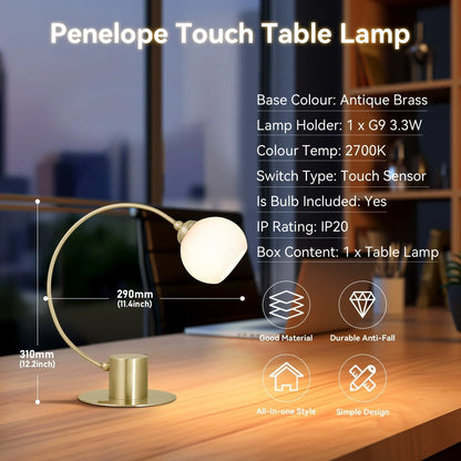 Penelope Touch Table Lamp - Antique Brass - Mekamart Australia