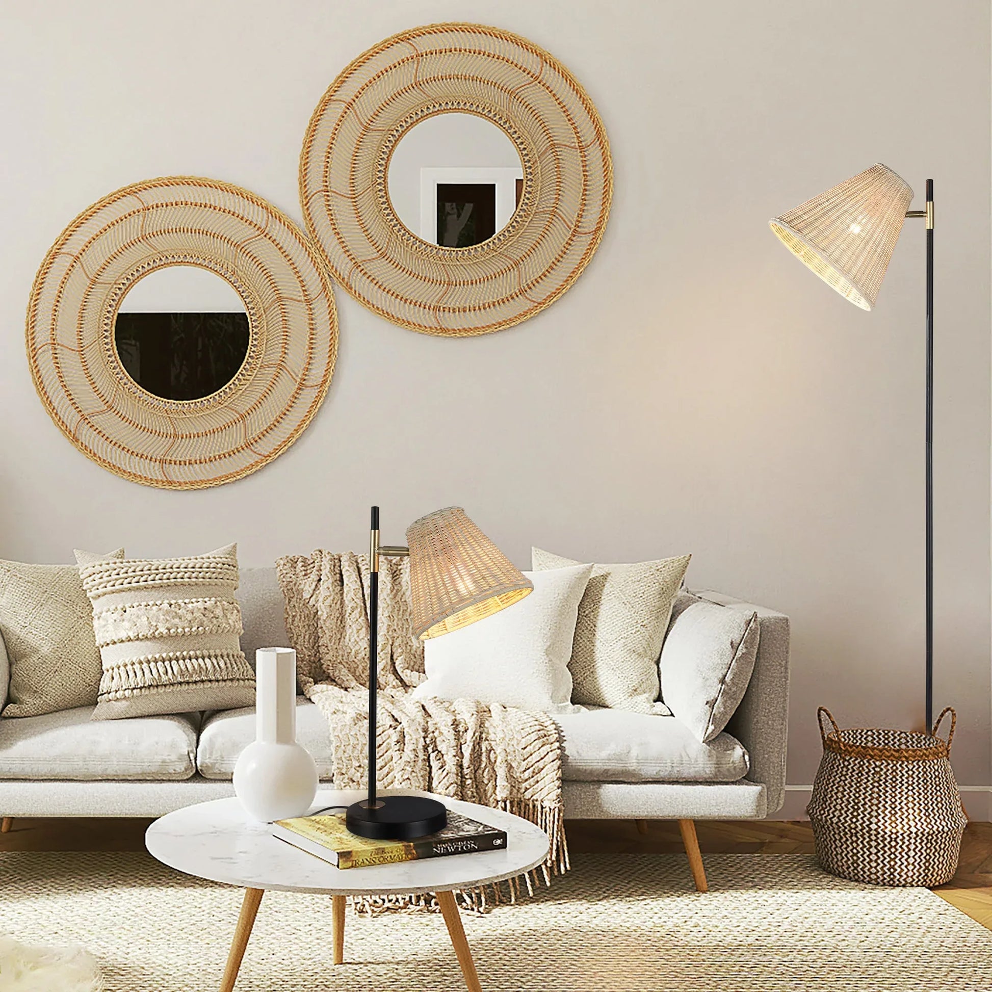 Yvette Rattan Table Lamp - Mekamart Australia