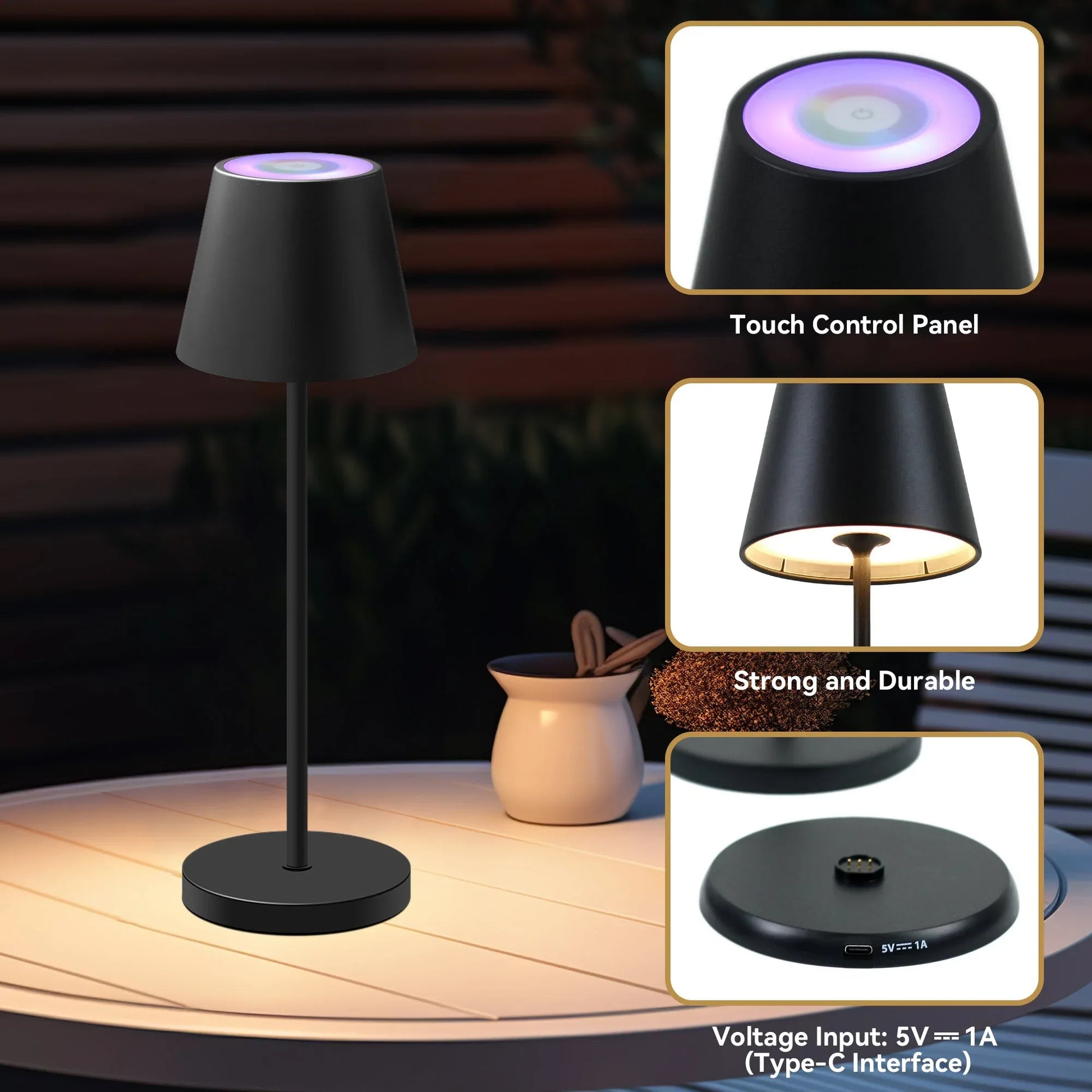Enoki Portable RGB Table Lamp - Black - Mekamart Australia