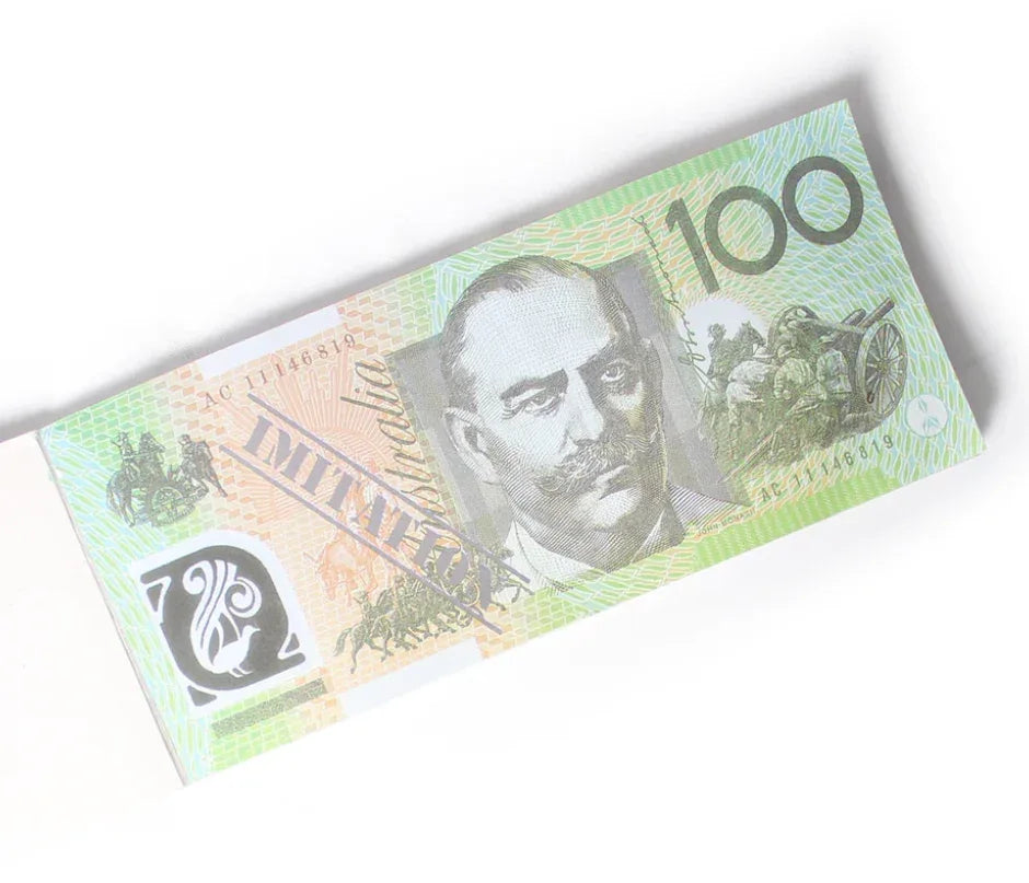 100 Dollar Australian Souvenir Note Pad Fake AUD Money - 1 Pack of 50 Sheets - Mekamart Australia