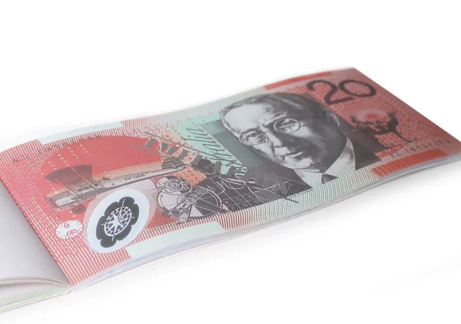 20 Dollar Australian Souvenir Note Pad Fake AUD Money - 1 Pack of 50 Sheets - Mekamart Australia