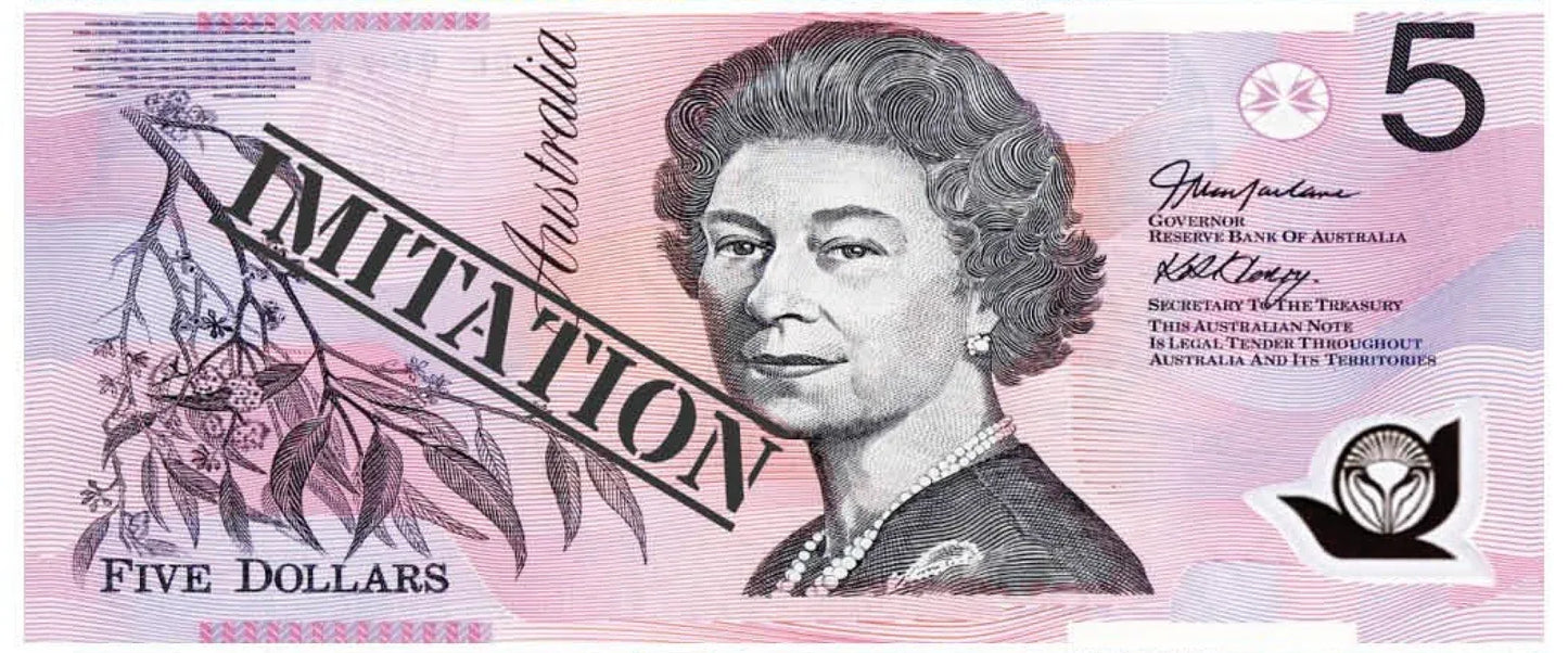 5 Dollar Australian Souvenir Note Pad Fake AUD Money - 1 Pack of 50 Sheets - Mekamart Australia