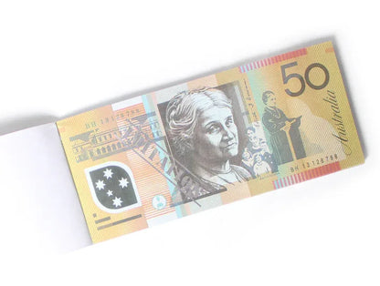 50 Dollar Australian Souvenir Note Pad Fake AUD Money - 1 Pack of 50 Sheets - Mekamart Australia