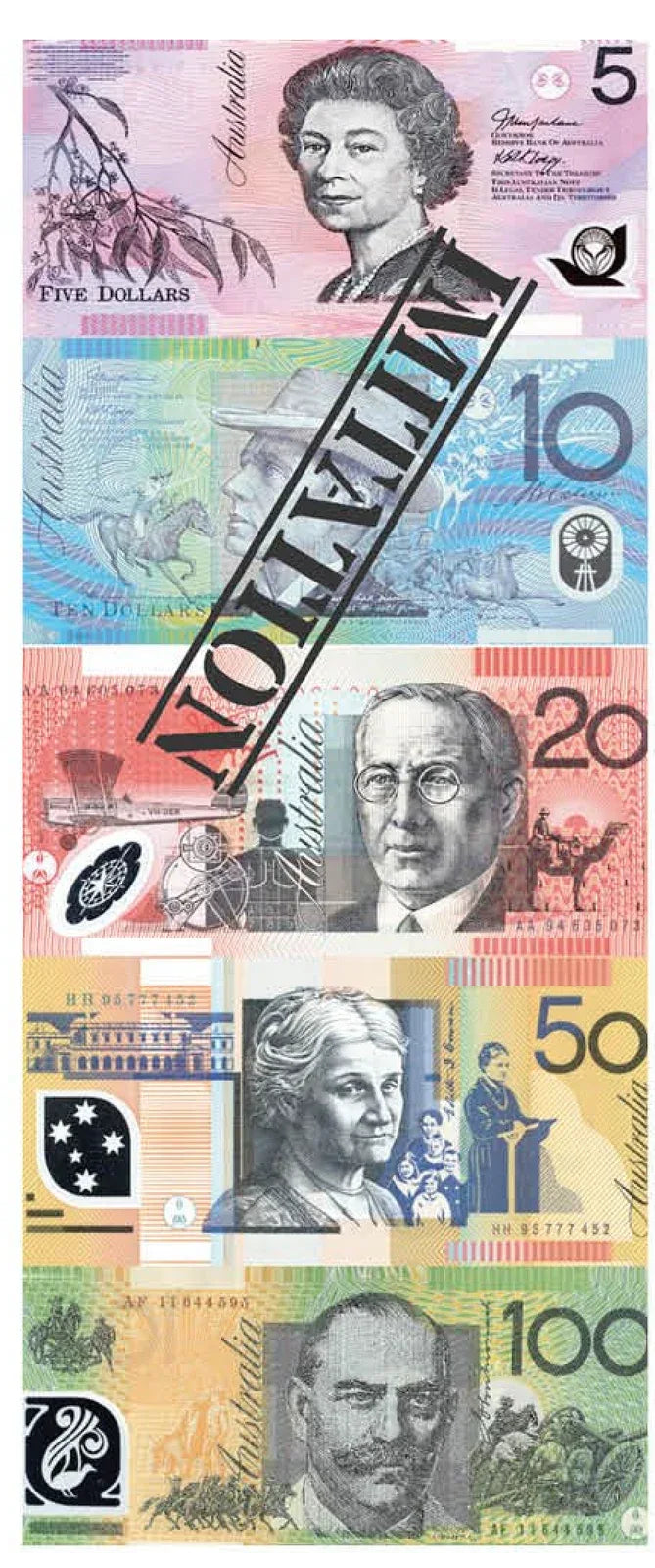 Assorted Dollar Australian Souvenir Note Pad Fake AUD Money - 1 Pack of 50 Sheets - Mekamart Australia