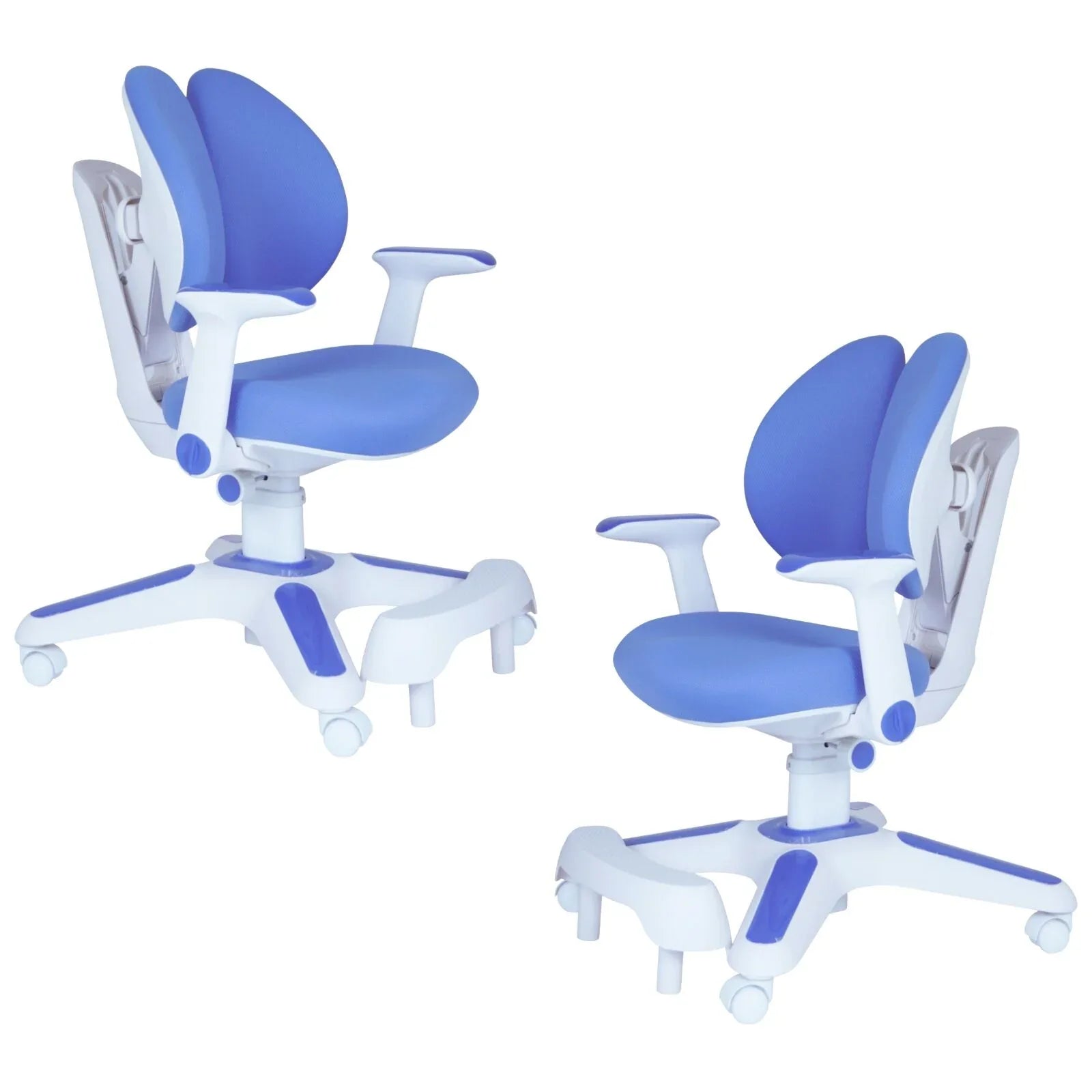 Ergonomic Children Kids Study Chair Set of 2 Height Adjustable - Blue - Mekamart Australia