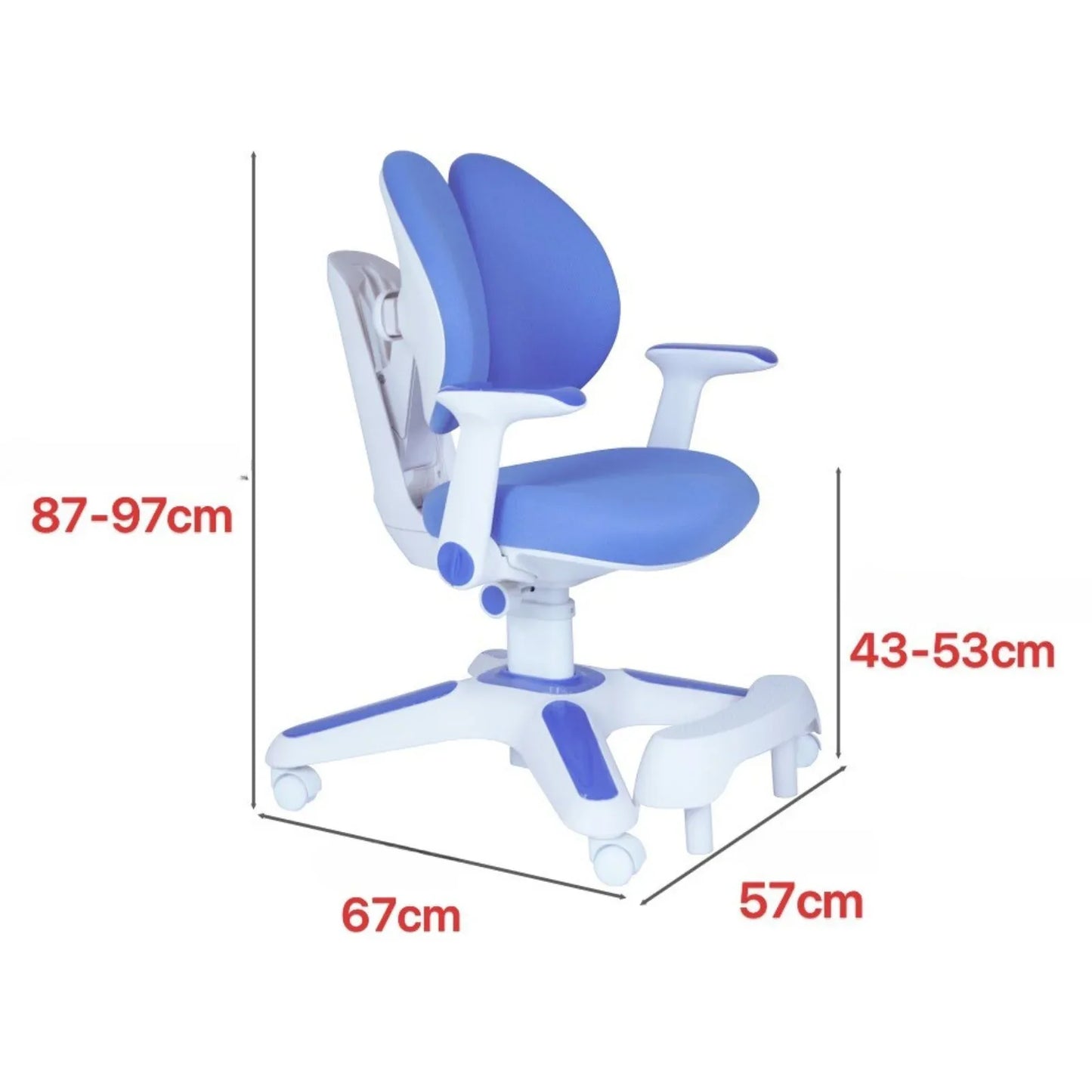 Ergonomic Children Kids Study Chair Set of 2 Height Adjustable - Blue - Mekamart Australia