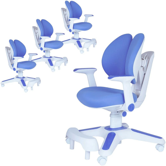 Ergonomic Children Kids Study Chair Set of 4 Height Adjustable - Blue - Mekamart Australia