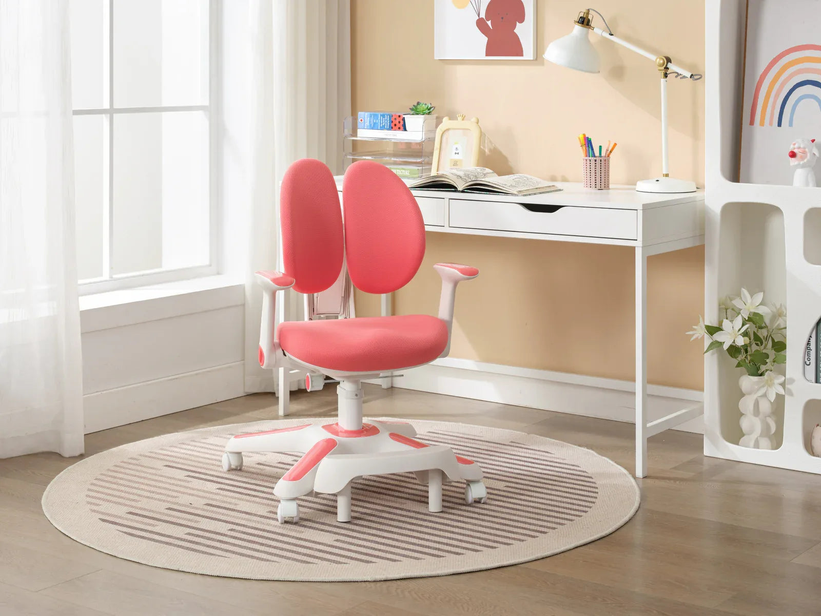 Ergonomic Children Kids Study Chair Set Height Adjustable - Pink - Mekamart Australia