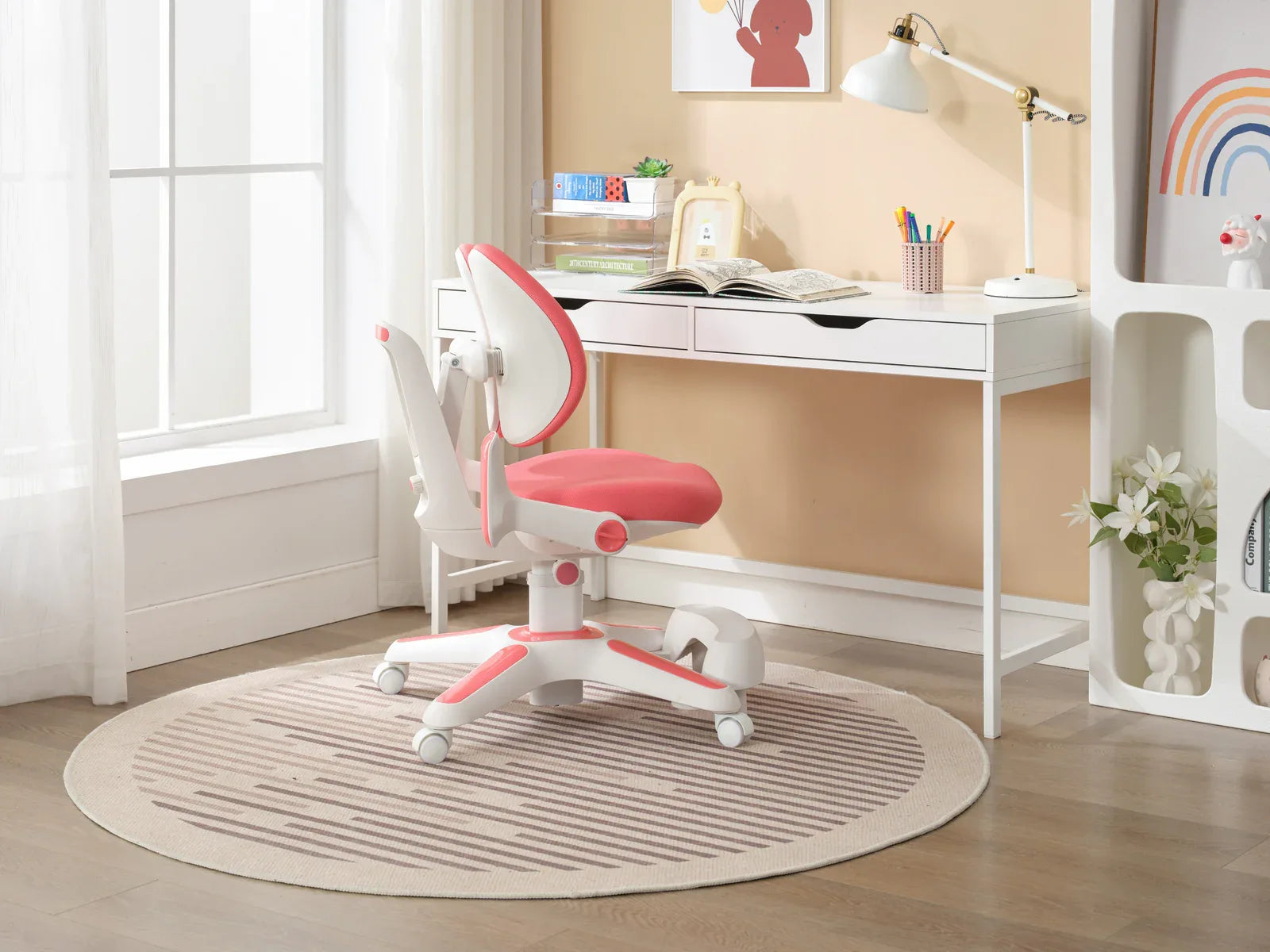 Ergonomic Children Kids Study Chair Set Height Adjustable - Pink - Mekamart Australia
