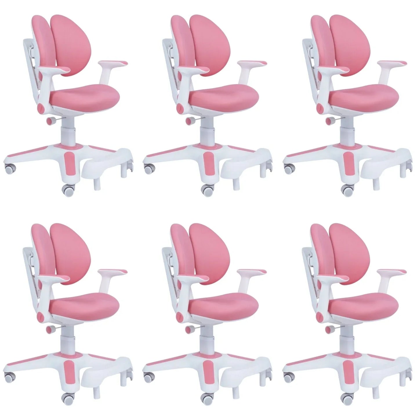 6x Ergonomic Children Kids Study Chairs Height Adjustable - Pink - Mekamart Australia